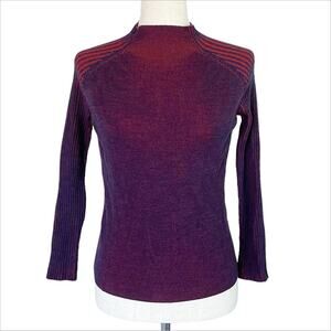 DREYDEN NEW YORK Romy Tangerine Mock Neck Contrast Ribbed Sweater Size L